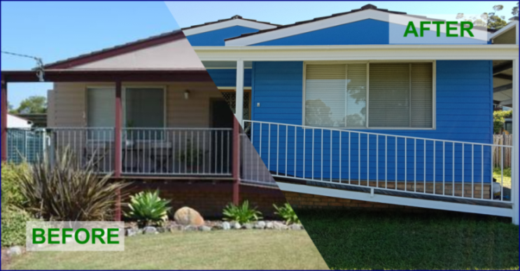 Exterior home painting before and after